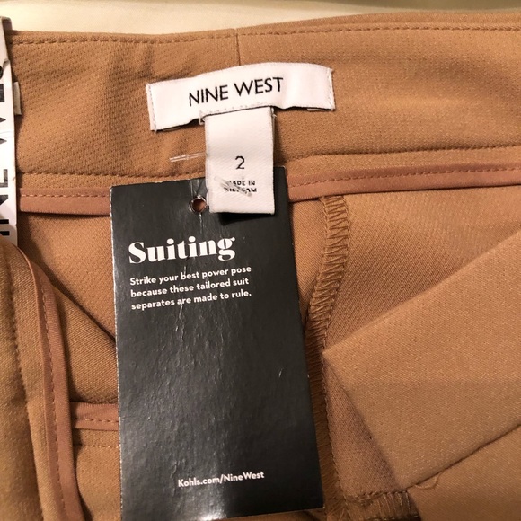NWT NINE WEST TAN KICK FLARE PANTS SZ 2 - Picture 4 of 6